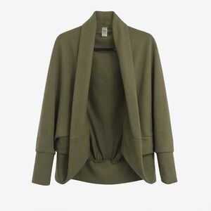 Mono B Olive Green Open Front Cardigan Sweater S/M